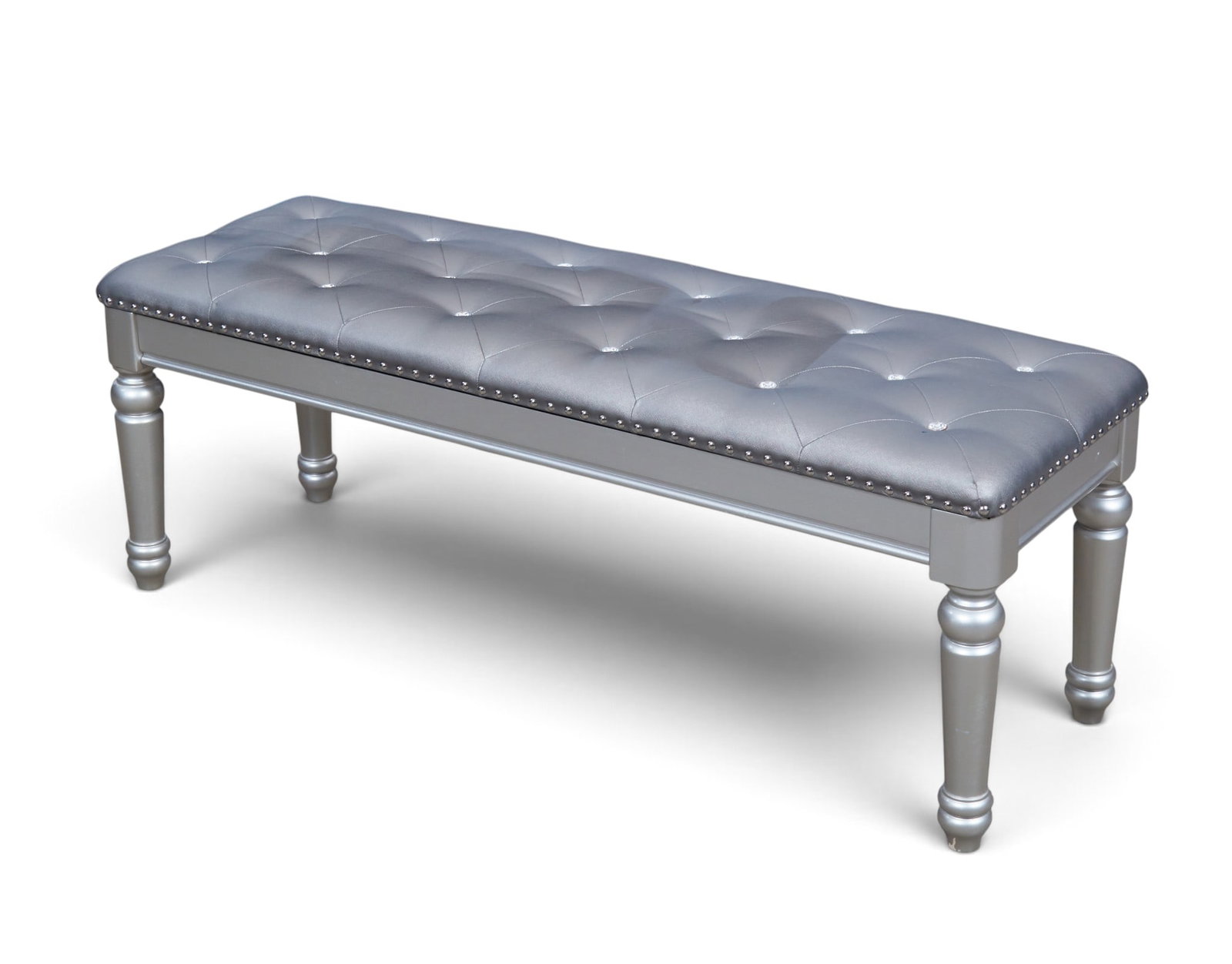 A Silver painted upholstered bench (1 of 6)