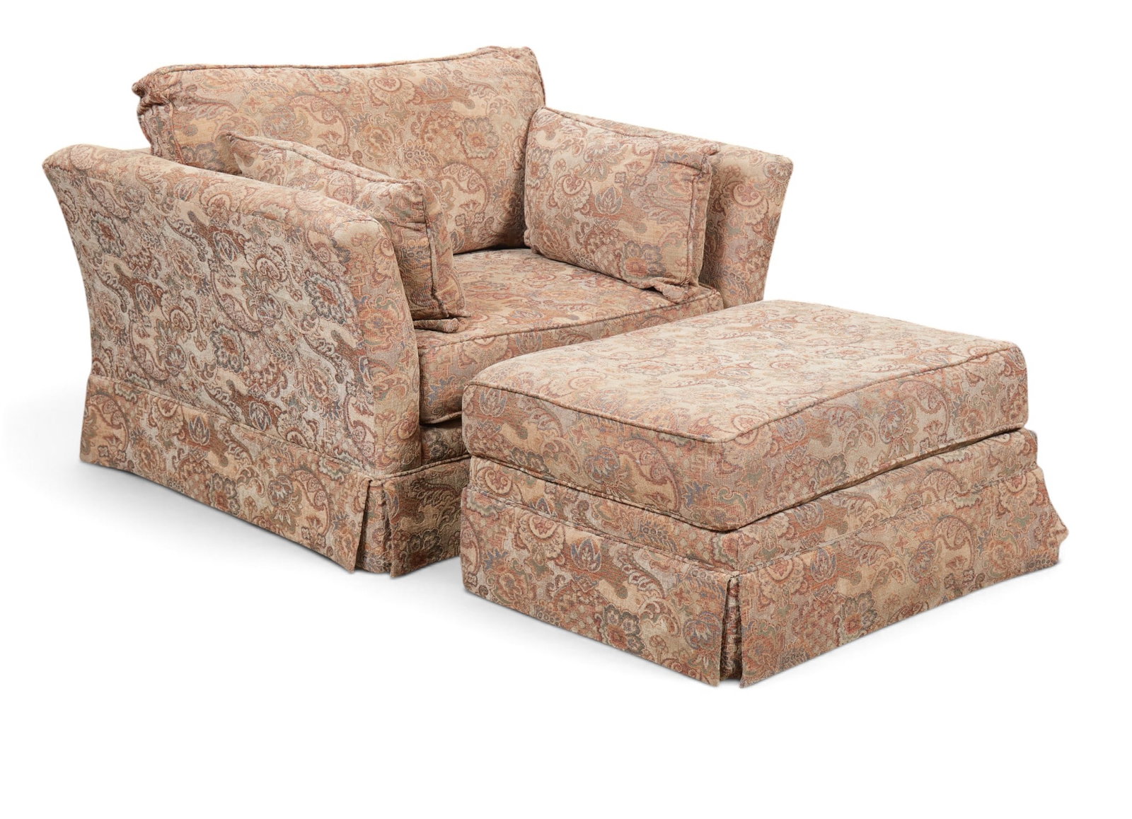 An upholstered armchair with matching ottoman (1 of 8)