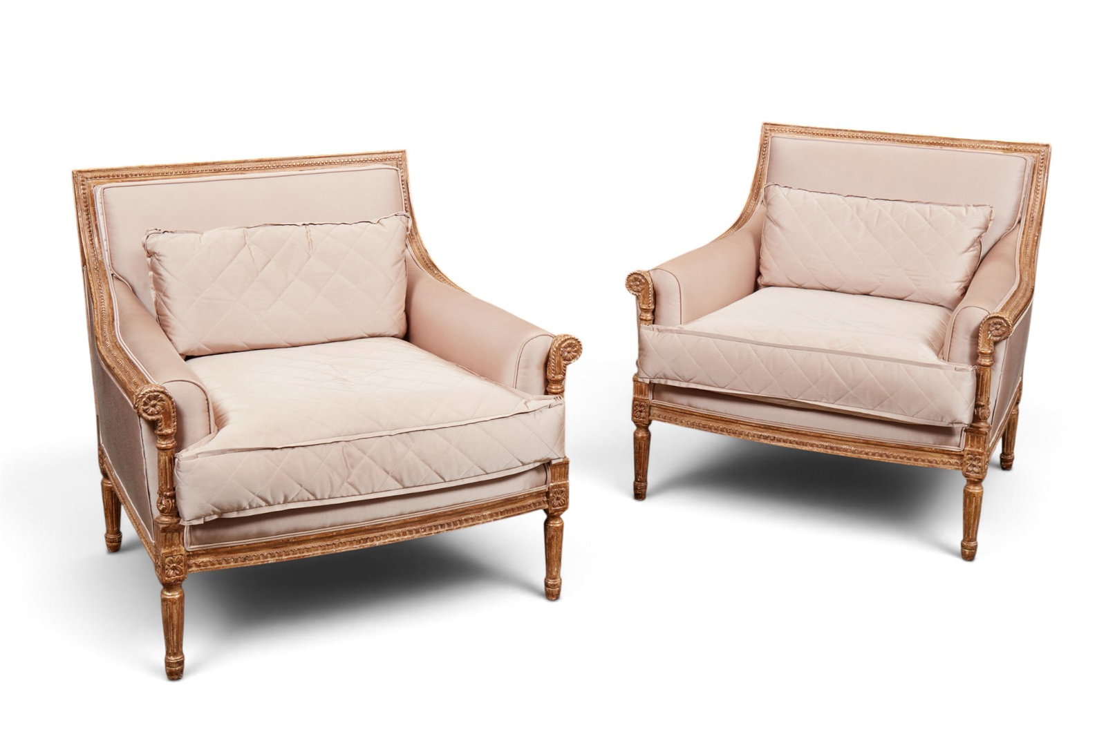 A Pair of neoclassical french style upholstered armchairs (1 of 6)