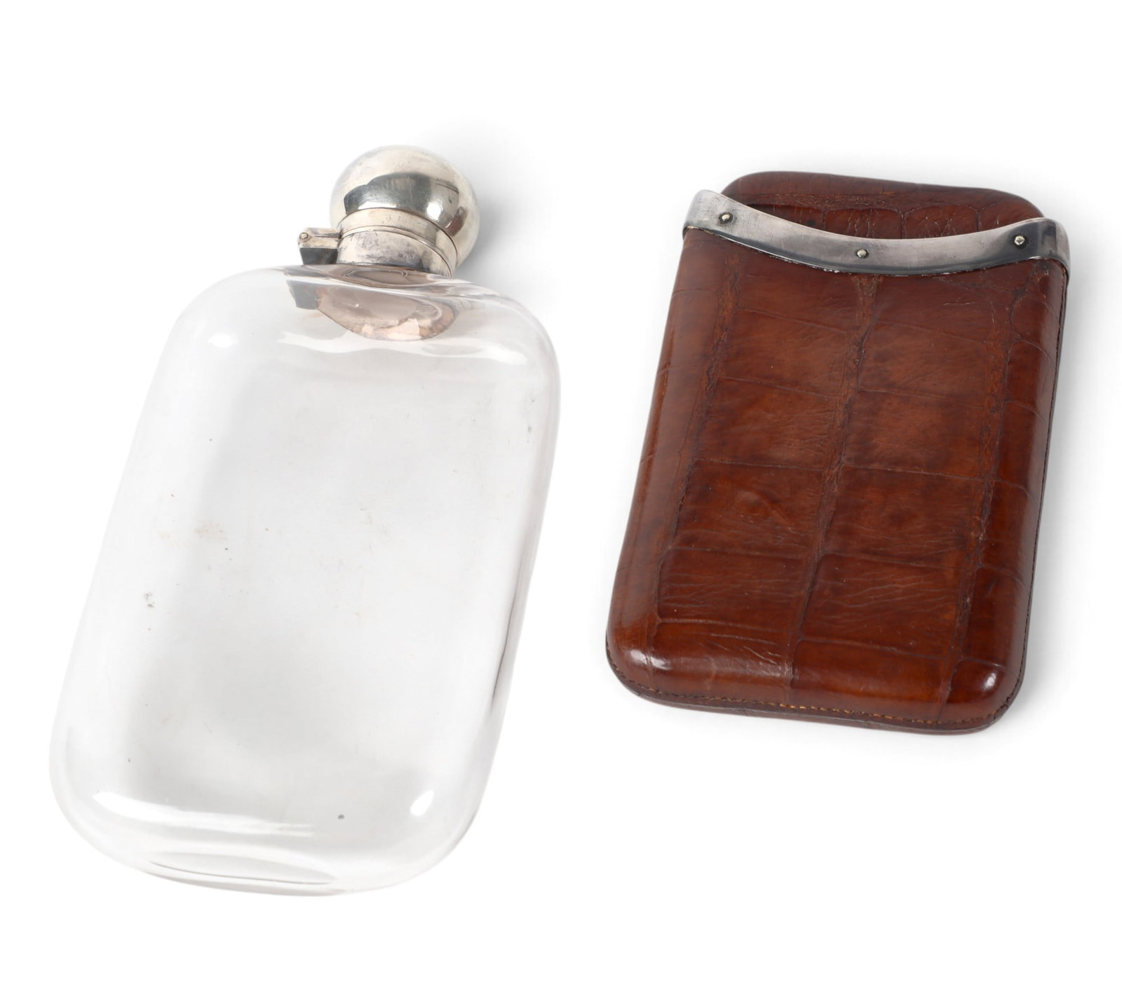 An English sterling mounted cigar holder together with sterling top flask (1 of 3)