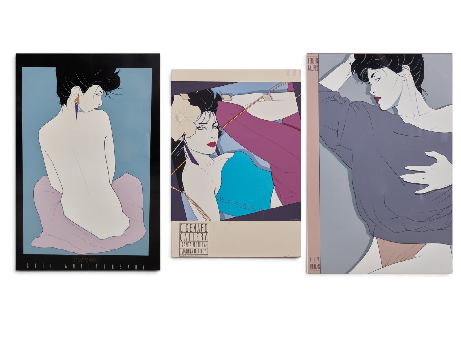 Patrick Nagel (American, 1945-1984), Three by Patrick Nagel, screen prints in colors on wove paper, (1 of 7)