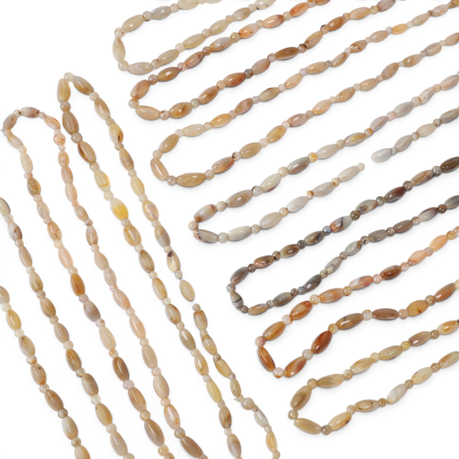 A group of ten beaded necklaces: A group of ten beaded necklaces