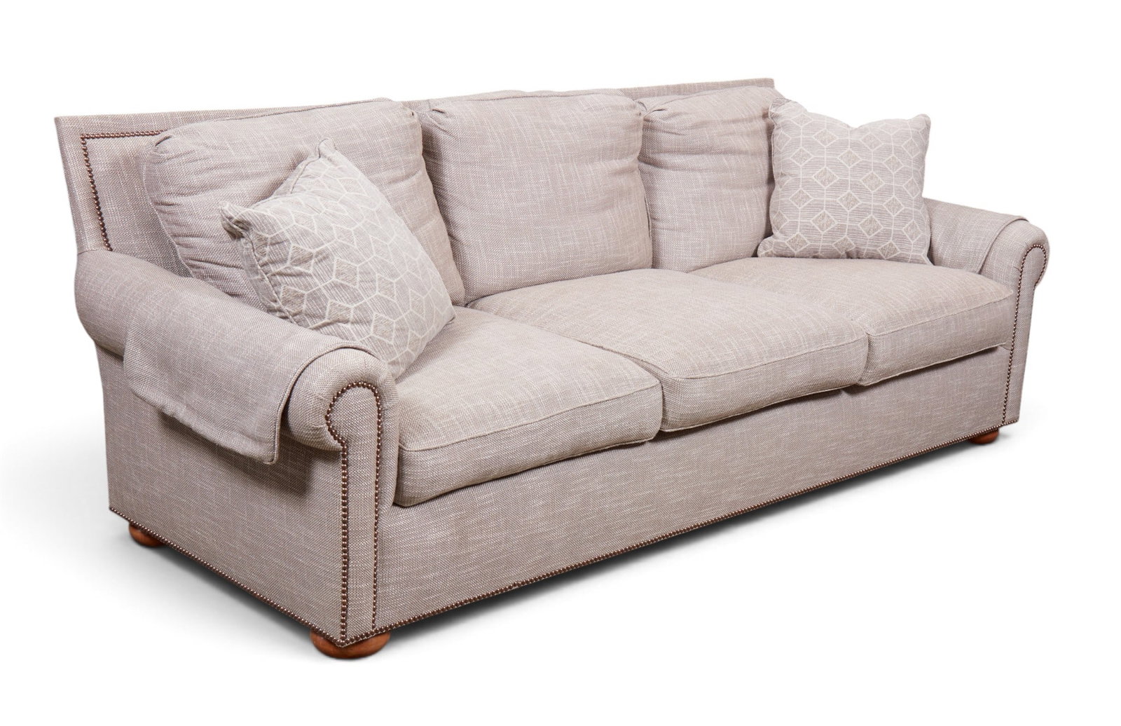 A grey upholstered sofa (1 of 8)
