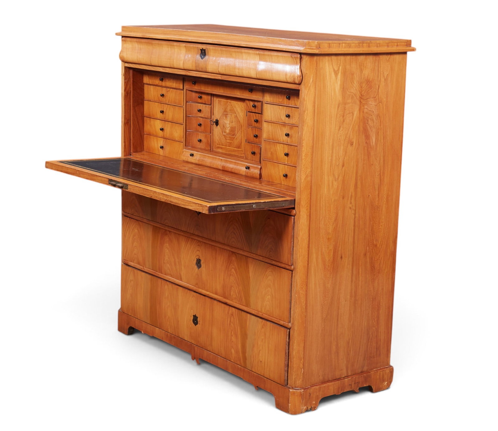 A Biedermeier drop leaf secretary: A Biedermeier drop leaf secretary height 51 x width 47 x depth 20 in. (129.5 x 119.4 x 50.8 cm.)