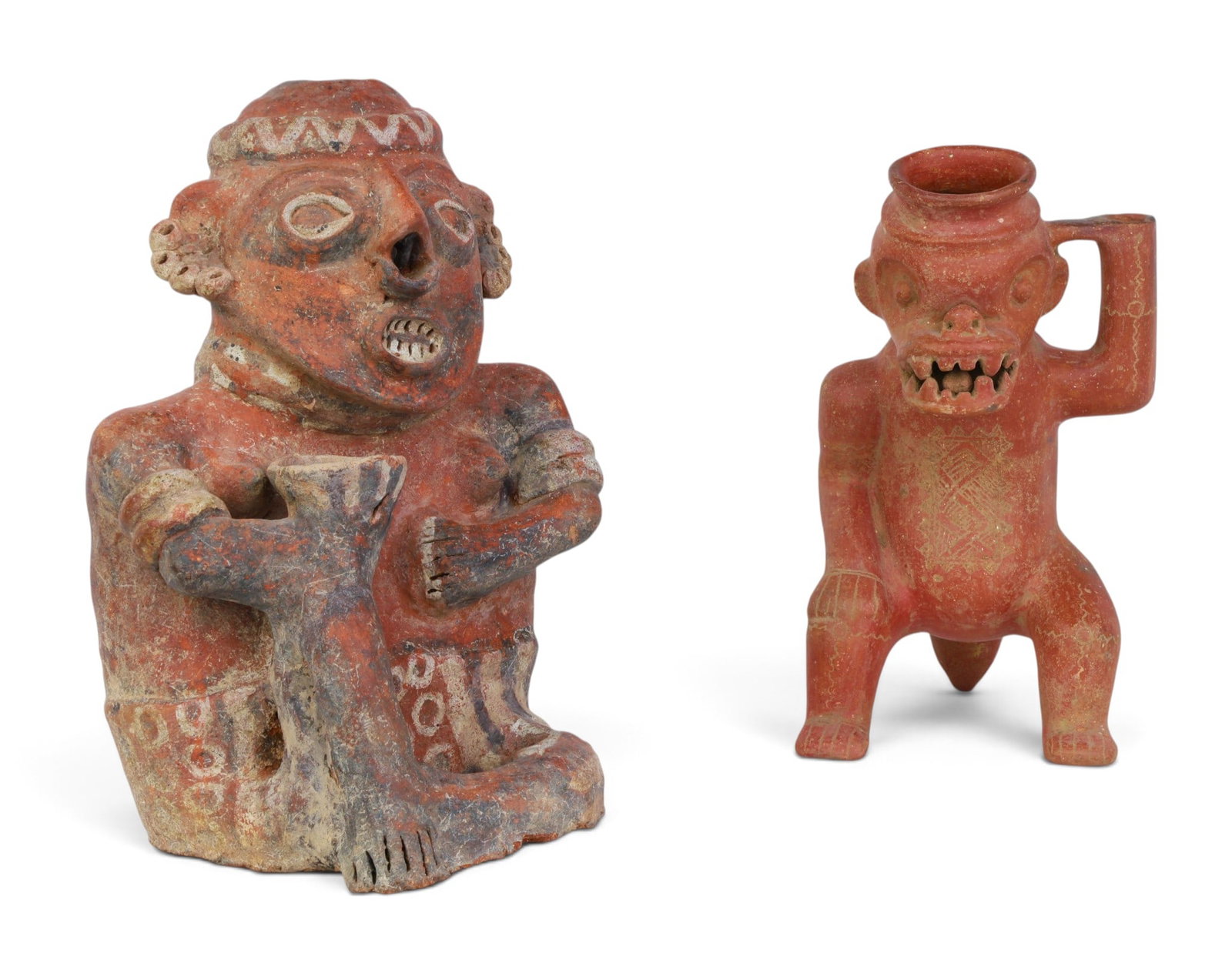 Two polychrome Meso-American effigy figures (1 of 6)
