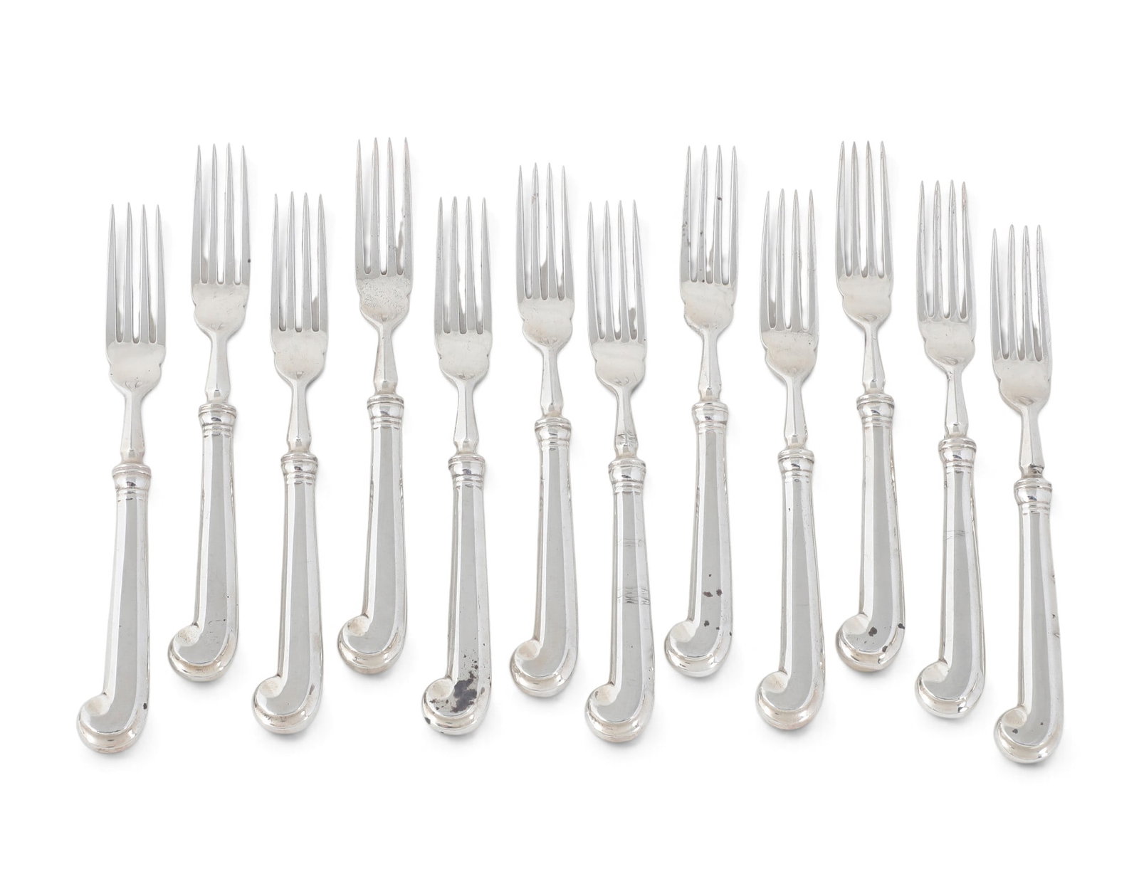 A set of twelve english sterling silver forks with pistol handles., Asprey & Co Ltd., London 1956 (1 of 5)
