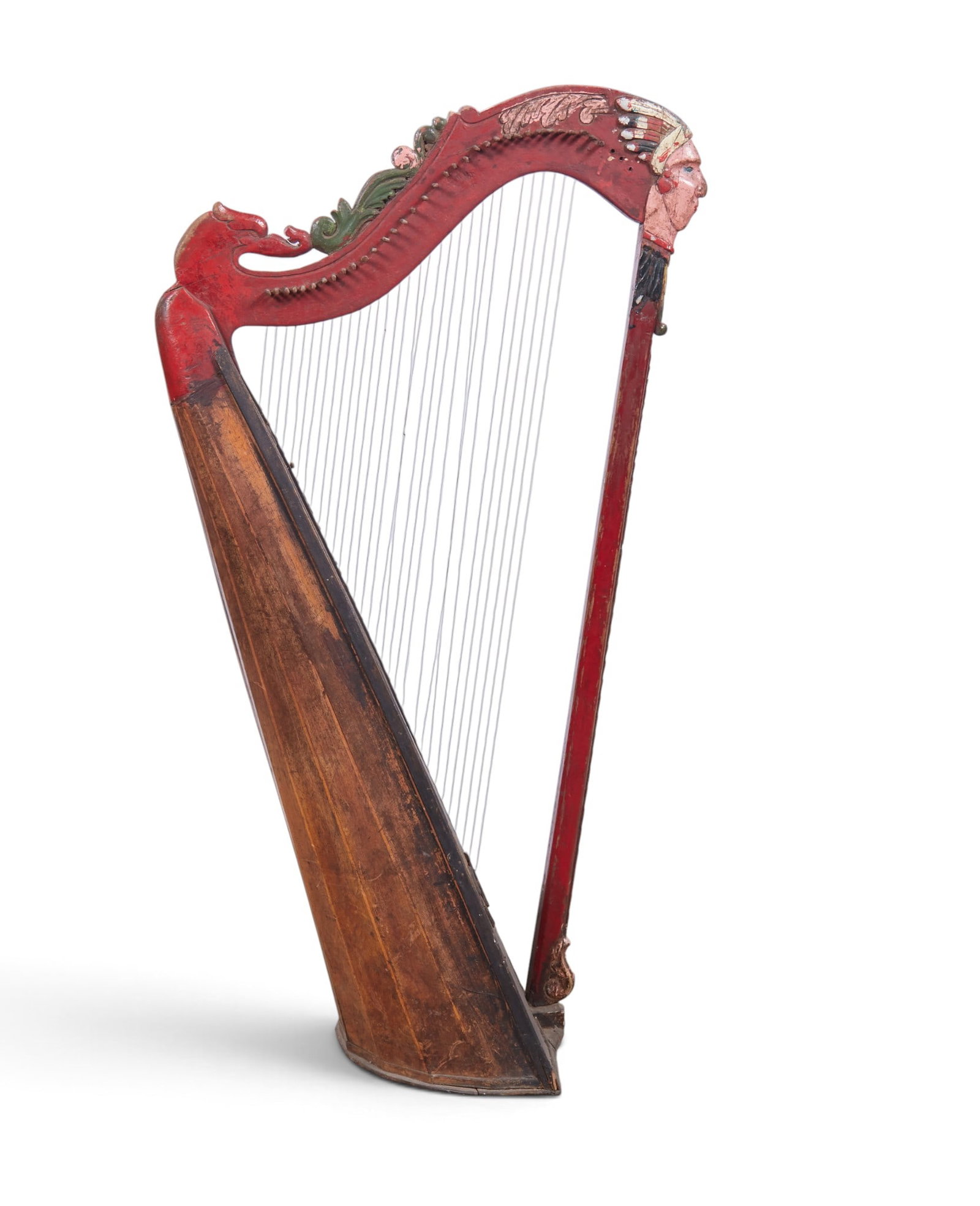 A polychrome decorated harp, 19th century (1 of 10)