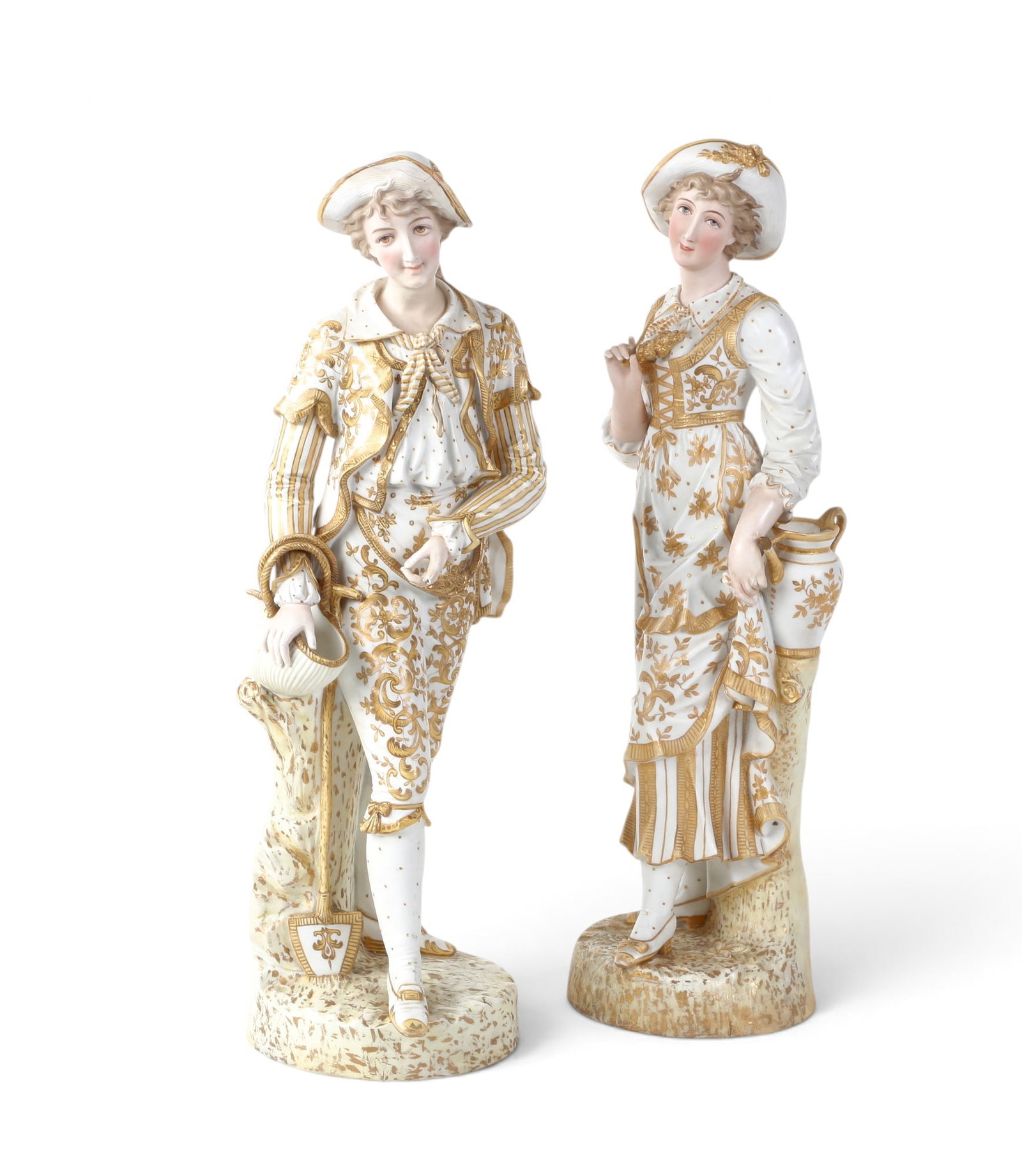 A pair of porcelain figures of a woman and man (1 of 4)