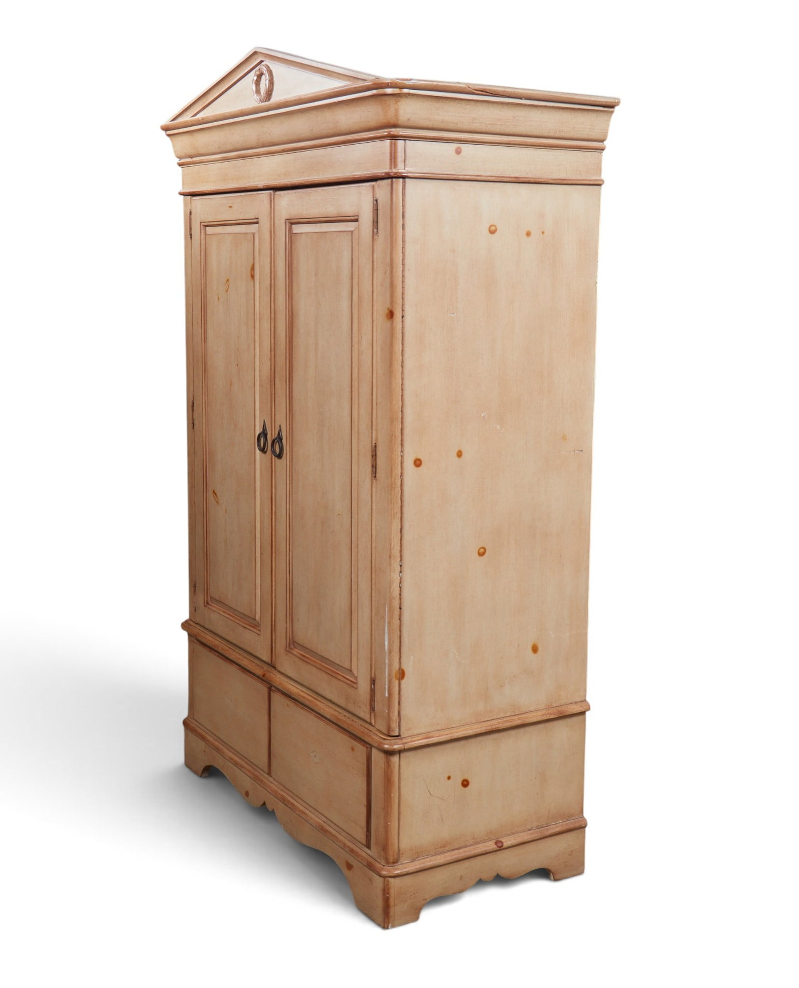 A two door armoire: A two door armoire height 82 x width 48 x depth 23 in. (208.3 x 121.9 x 58.4 cm.)