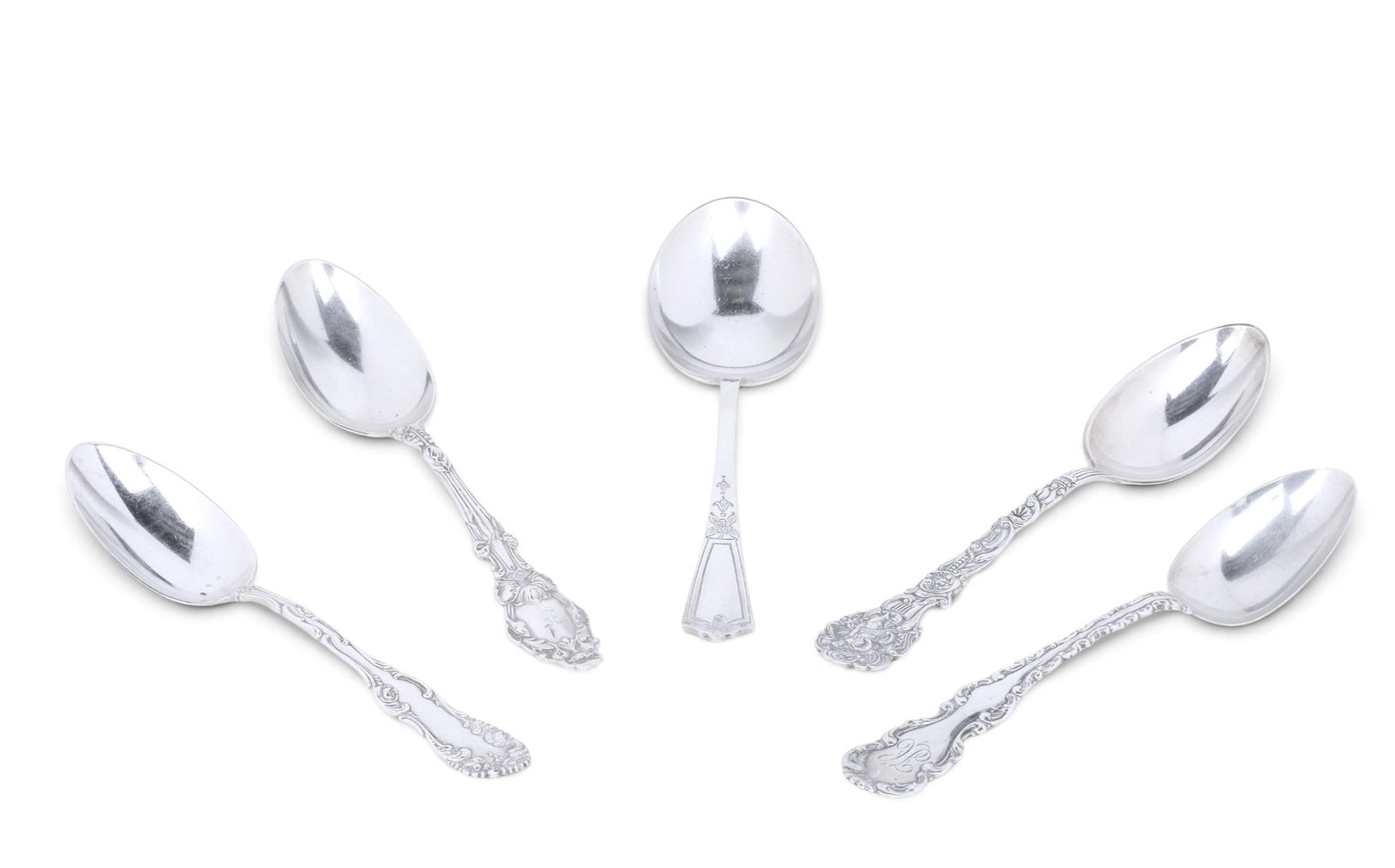 A group of five sterling silver serving spoons (1 of 6)