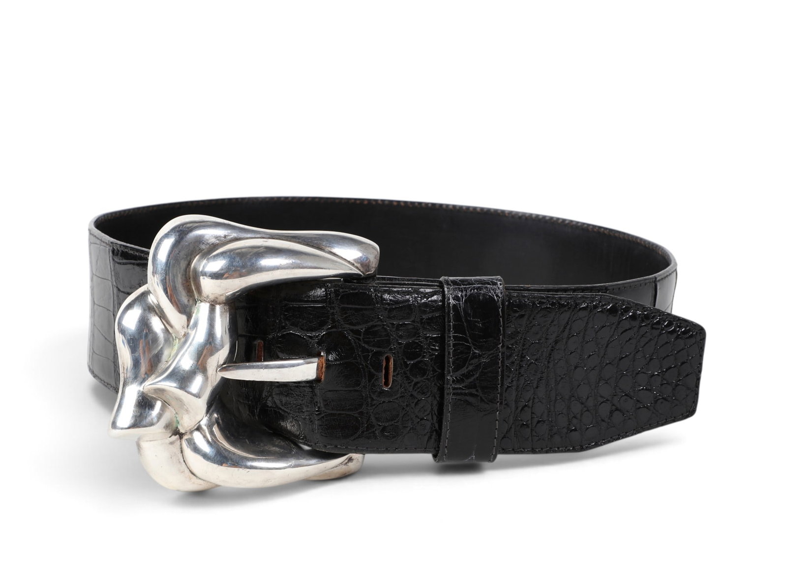 A Patricia Von Muslin belt with sterling silver buckle: A Patricia Von Muslin belt with sterling silver buckle