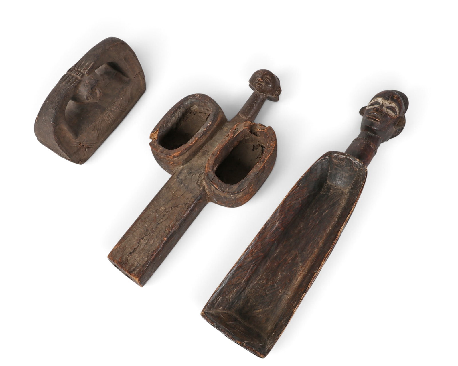 Three West/Central African wood carved ceremonial objects (1 of 10)