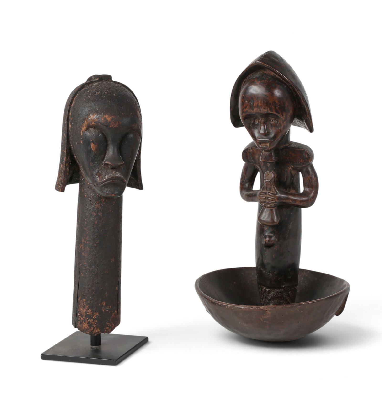 Two West/Central African ancestral figures: Two West/Central African ancestral figures largest: 18 x 10 x 10in (46 x 25 x 25cm)