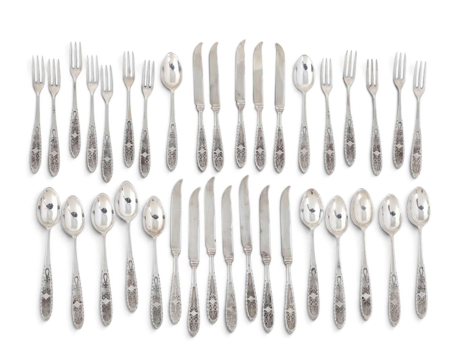 A thirty six piece continental silver dessert set (1 of 3)