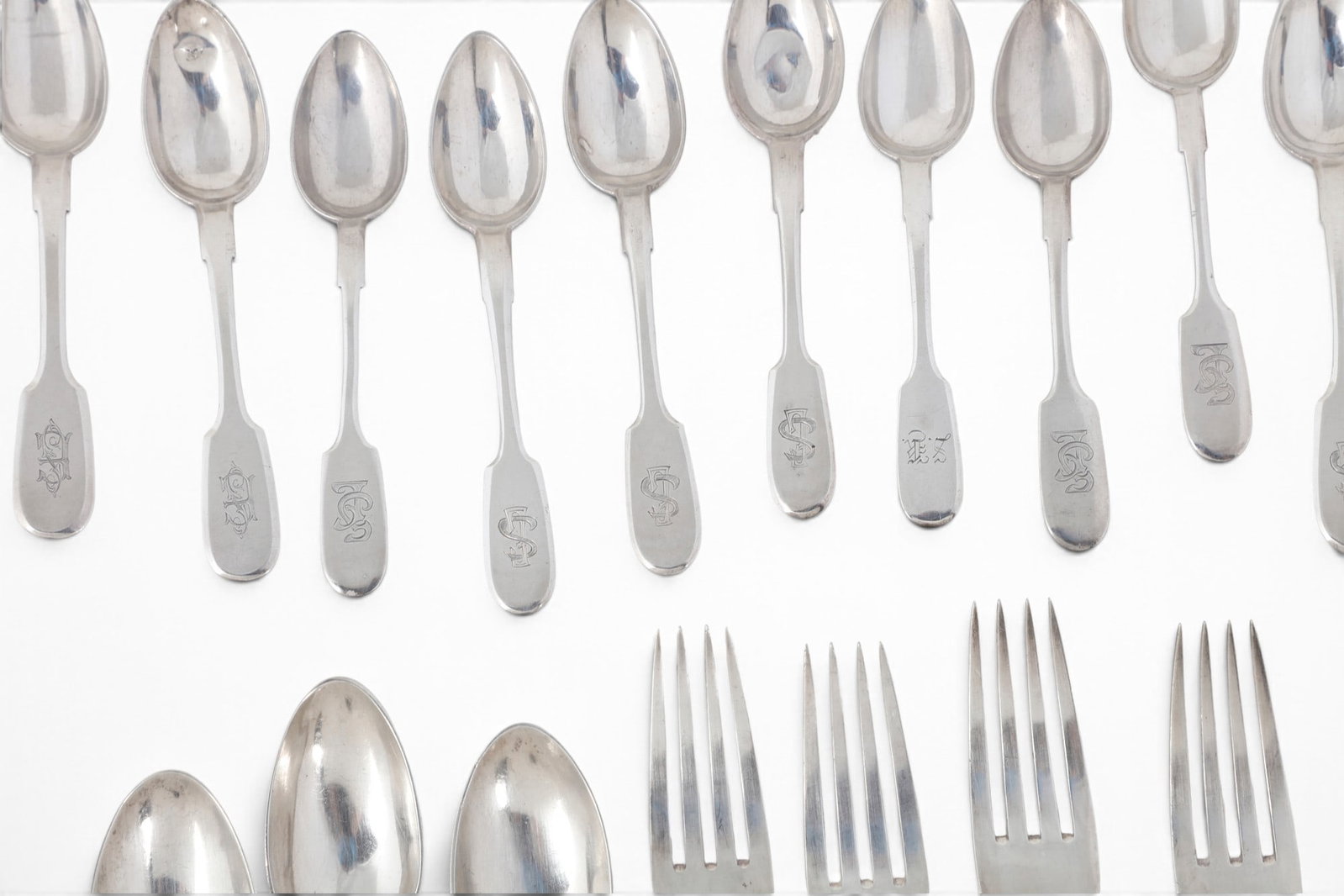 A twenty five piece partial Russian silver flatware set - 2