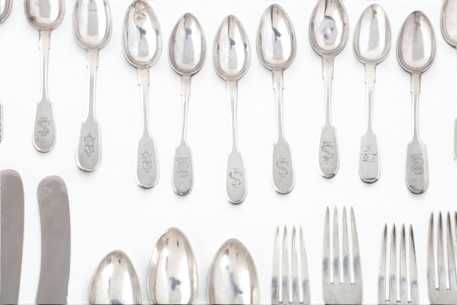 A twenty five piece partial Russian silver flatware set - 4