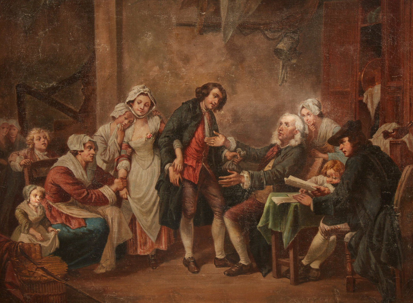 A 19th century framed interior scene: A 19th century framed interior scene framed: 27 x 32 in. (68.6 x 81.3 cm.)