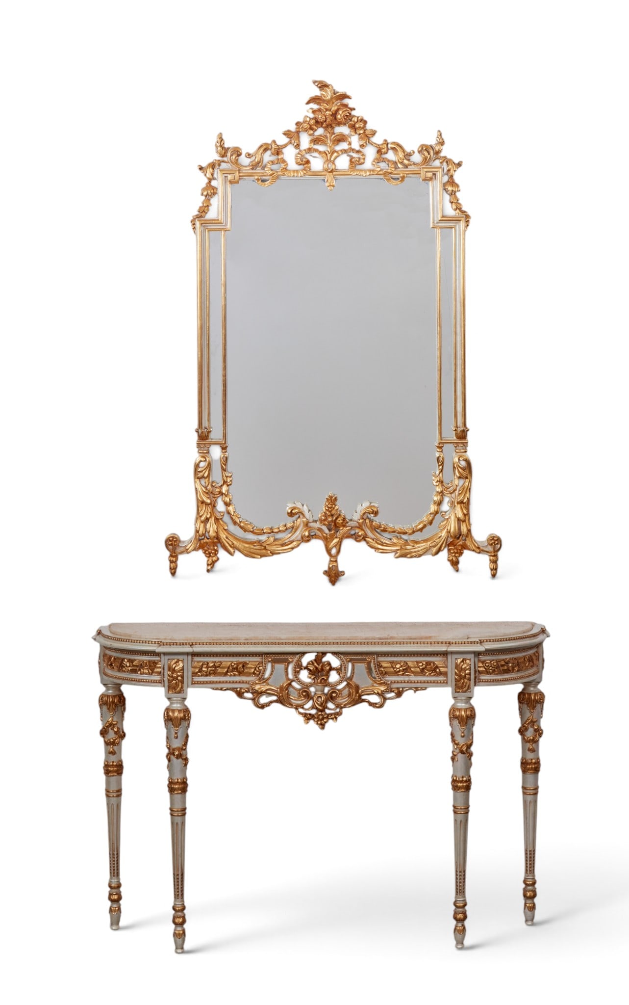 An italian ornate demiuline console table and matching mirror. (1 of 4)