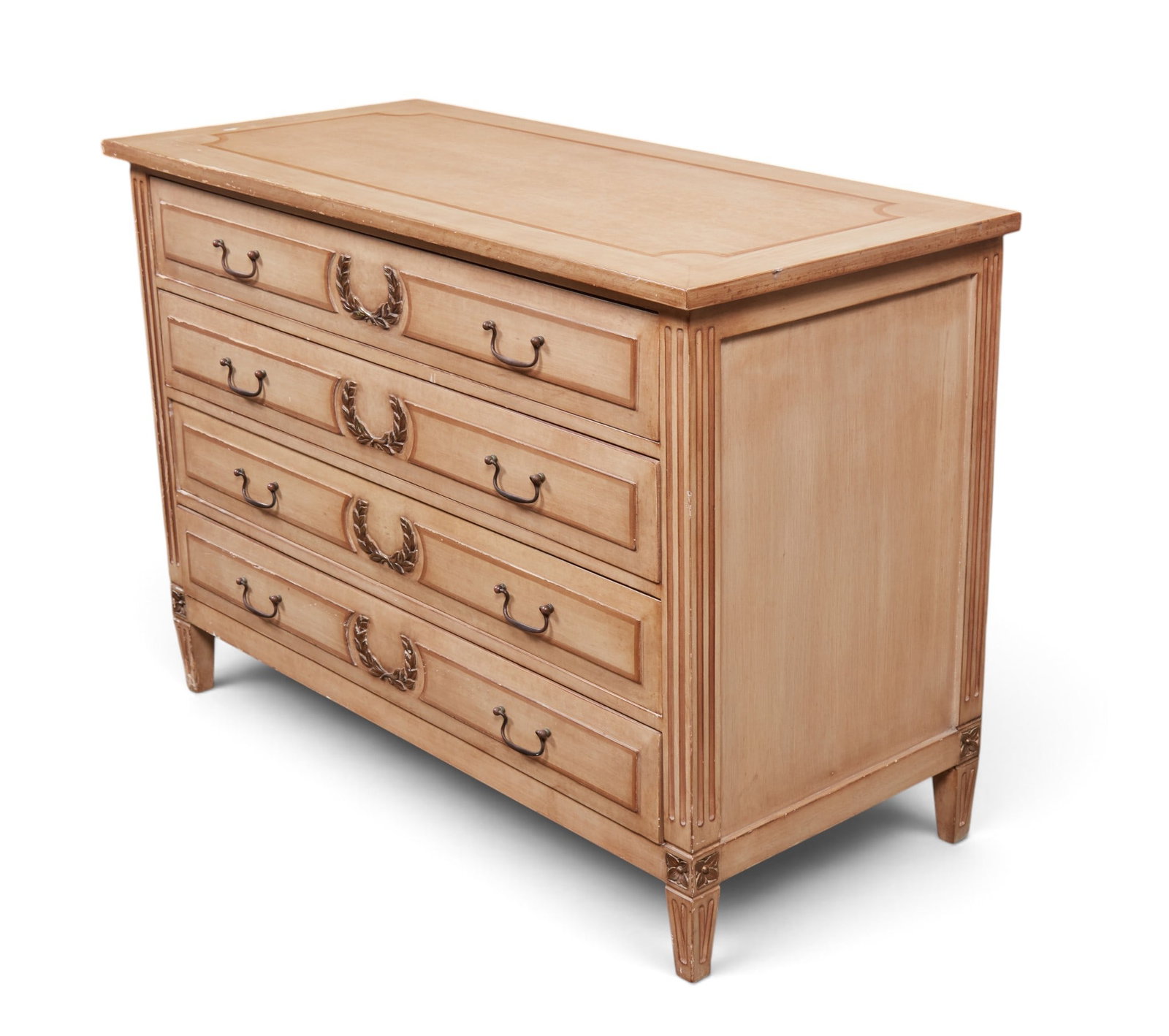 A four drawer chest: A four drawer chest height 34 x width 48 x depth 22 in. (86.4 x 121.9 x 55.9 cm.)