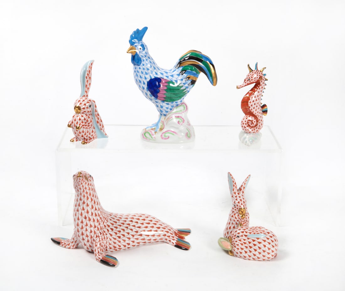 Five Herend porcelain animals (1 of 5)