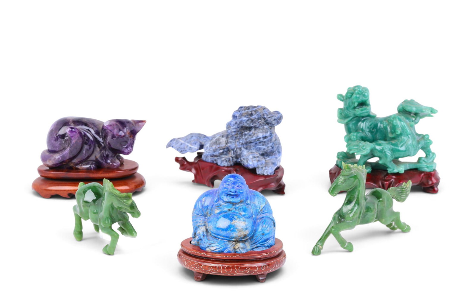 A group of six Chinese hardstone figures (1 of 8)