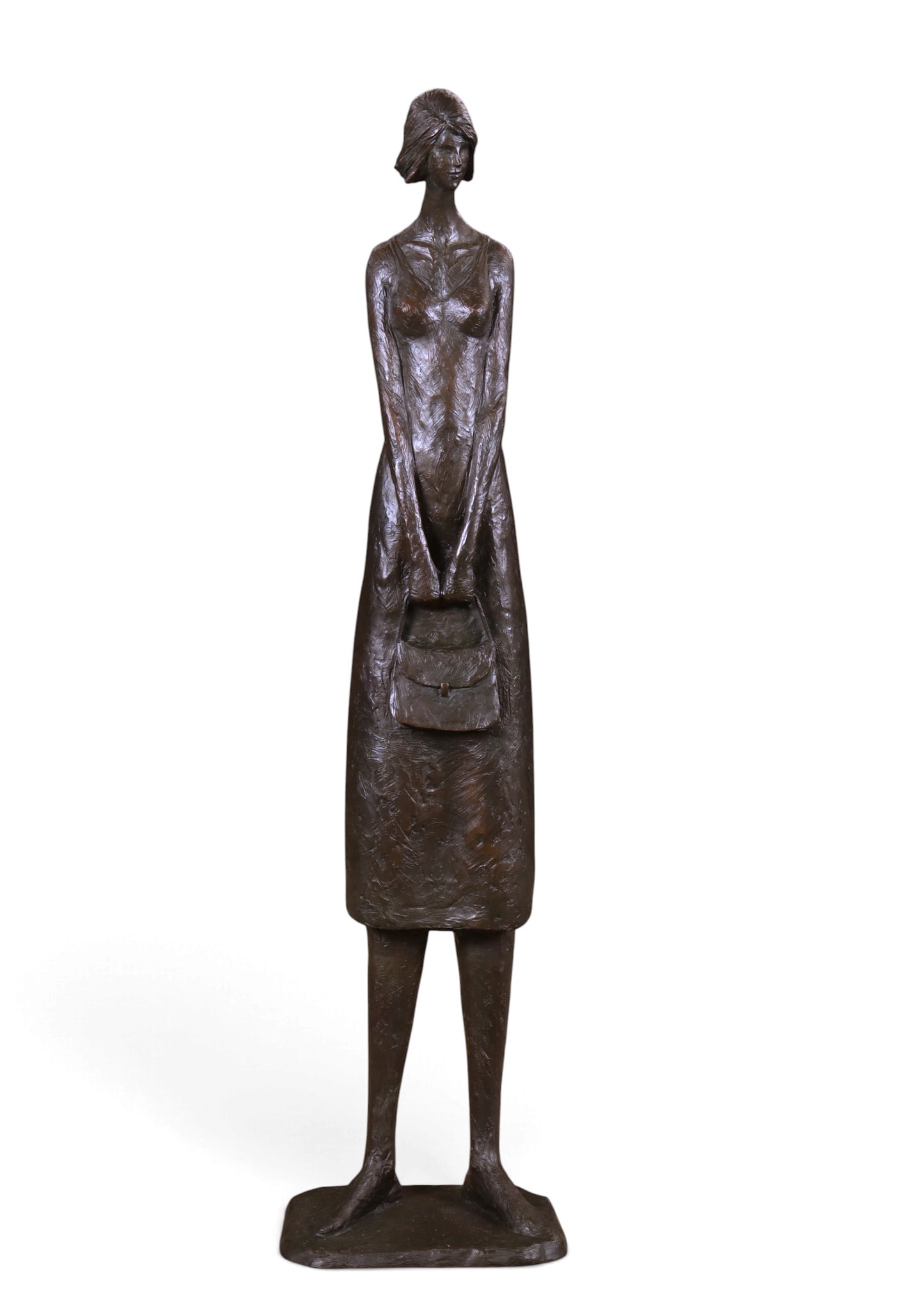 Tom Corbin (American, b. 1954), Girl with Purse, patinated bronze: Tom Corbin (American, b. 1954) Girl with Purse patinated bronze inscribed to base with signature and numbered 5/60 height 69in (175cm); width 16 1/2in (42cm); depth 11 1/2in (29cm) Provenance: Propert