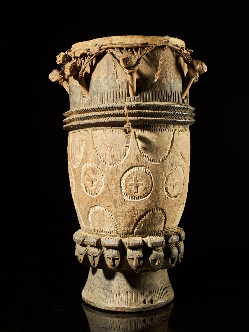 Drum with Tribal Decorations - Dan People, Ivory Coast: Drum with Tribal Decorations - Dan People, Ivory Coast Dated to the midle of the 20th century Dimensions approx. 60 x 38 x 38 cm Tribal Art / African Art