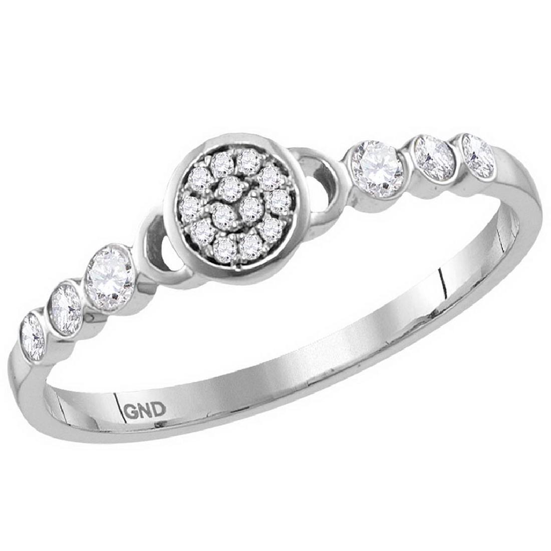 10kt White Gold Womens Round Diamond Cluster Stackable: 10kt White Gold Womens Round Diamond Cluster Stackable Band Ring 1/6 Cttw **|**|** 10kt White Gold Womens Round Diamond Cluster Stackable Band Ring 1/6 Cttw #1AC45559
