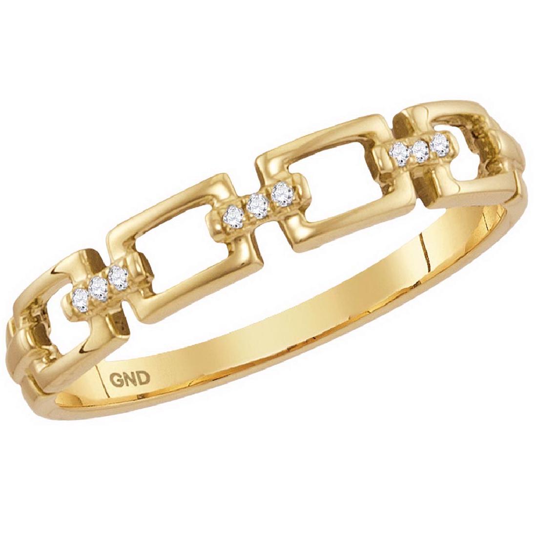 10kt Yellow Gold Womens Round Diamond Chain Link Stacka: 10kt Yellow Gold Womens Round Diamond Chain Link Stackable Band Ring .03 Cttw **|**|** 10kt Yellow Gold Womens Round Diamond Chain Link Stackable Band Ring .03 Cttw #1AC45558