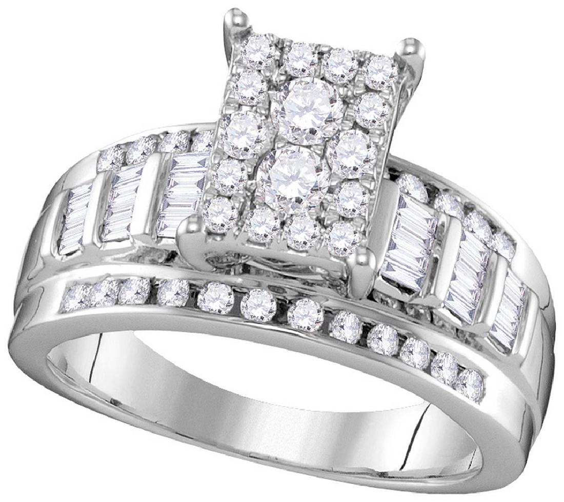 10kt White Gold Womens Round Diamond Rectangle Cluster: 10kt White Gold Womens Round Diamond Rectangle Cluster Bridal Wedding Engagement Ring 7/8 Cttw - Size 8 **|**|** 10kt White Gold Womens Round Diamond Rectangle Cluster Bridal Wedding Engagement Ring 7