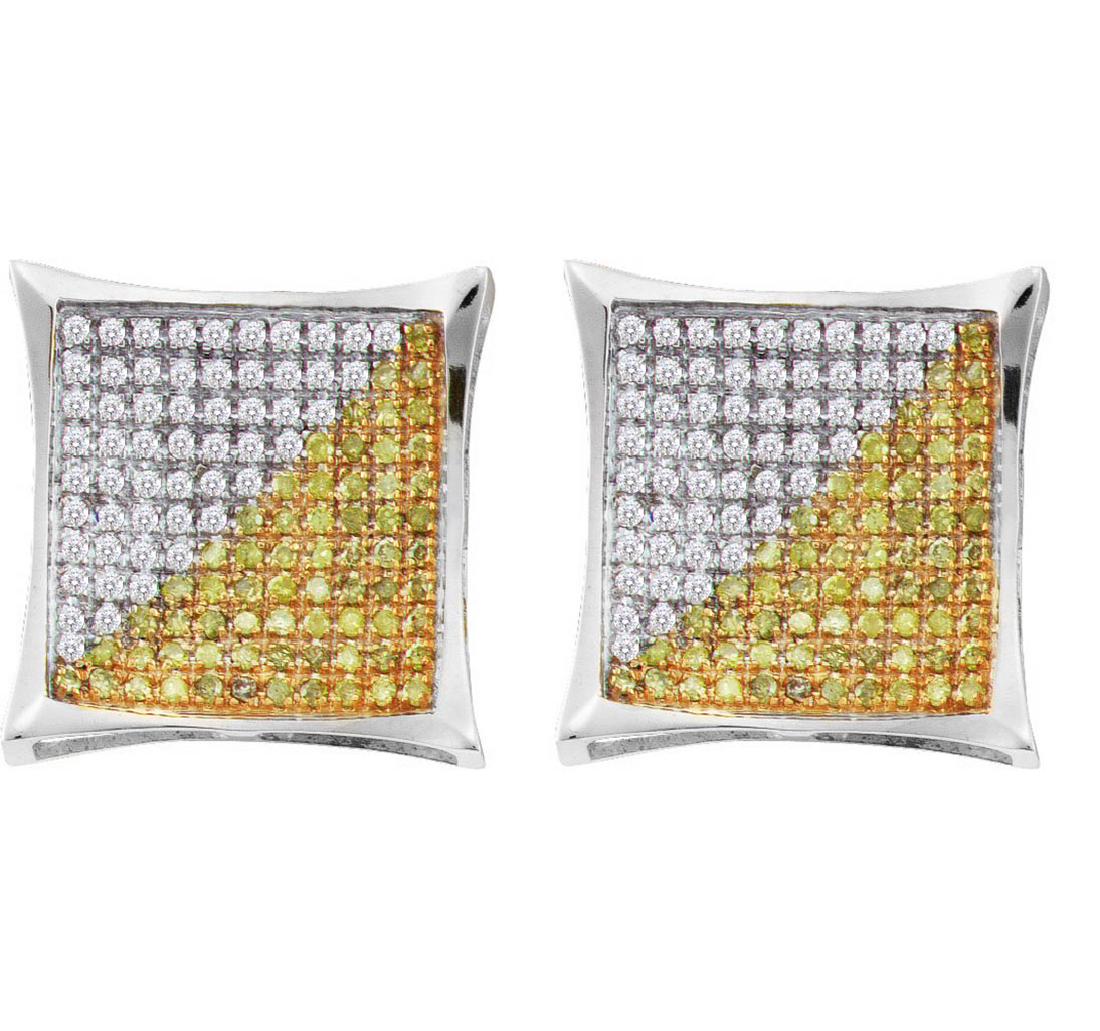 10kt White Gold Womens Round Yellow Colored Diamond Squ: 10kt White Gold Womens Round Yellow Colored Diamond Square Kite Cluster Earrings 1/6 Cttw **|**|** 10kt White Gold Womens Round Yellow Colored Diamond Square Kite Cluster Earrings 1/6 Cttw #1AC44602