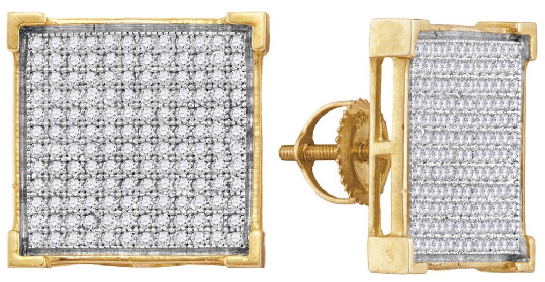 10kt Yellow Gold Womens Round Diamond Square Cluster Ea: 10kt Yellow Gold Womens Round Diamond Square Cluster Earrings 7/8 Cttw **|**|** 10kt Yellow Gold Womens Round Diamond Square Cluster Earrings 7/8 Cttw #1AC45335