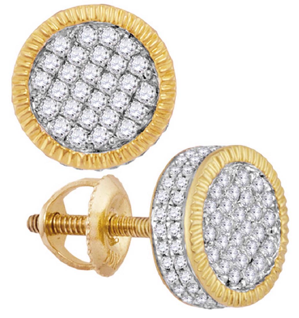 10kt Yellow Gold Mens Round Diamond 3d Circle Cluster S: 10kt Yellow Gold Mens Round Diamond 3d Circle Cluster Stud Earrings 1/2 Cttw **|**|** 10kt Yellow Gold Mens Round Diamond 3d Circle Cluster Stud Earrings 1/2 Cttw #1AC45452