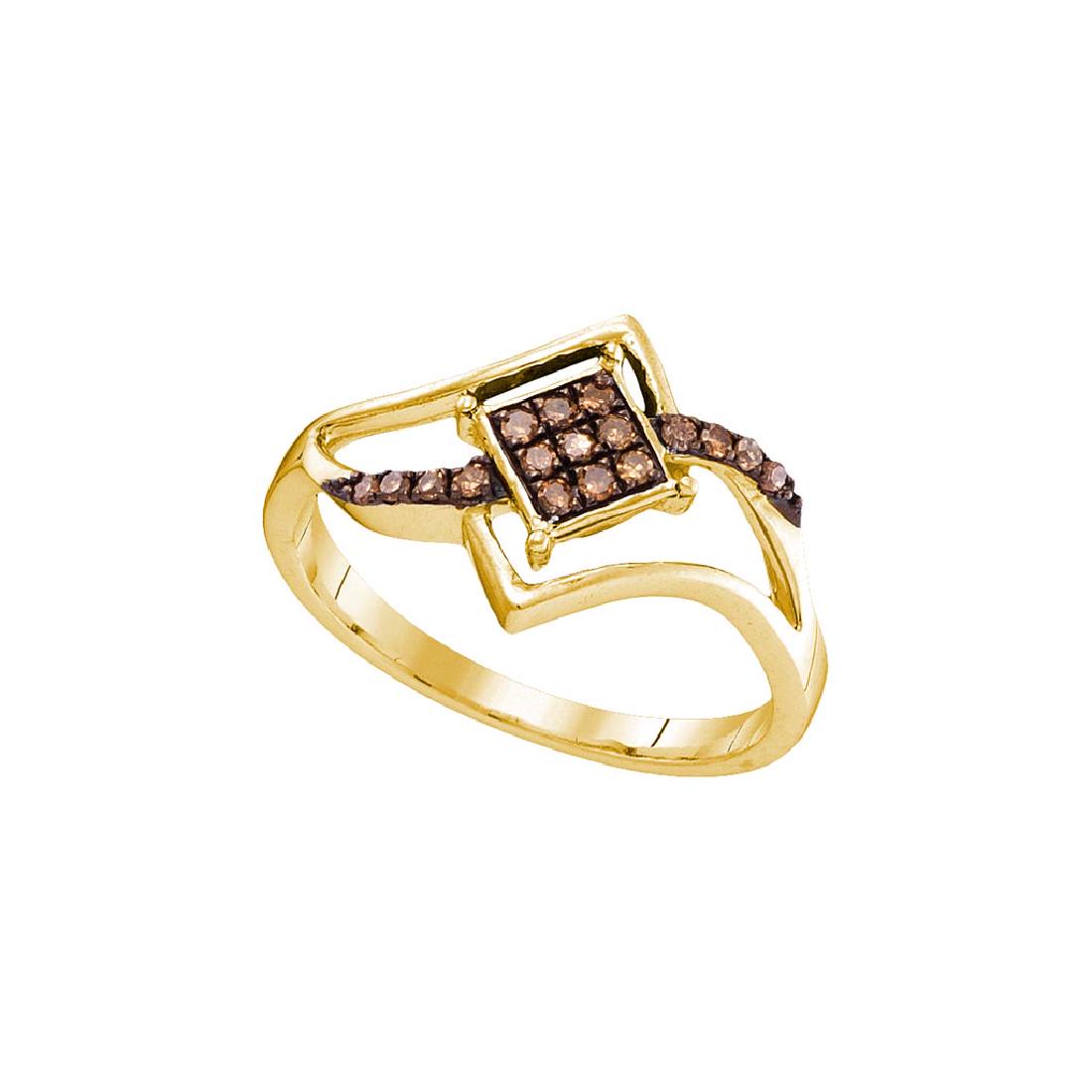 10kt Yellow Gold Womens Round Cognac-brown Colored Diam: 10kt Yellow Gold Womens Round Cognac-brown Colored Diamond Square Cluster Ring 1/6 Cttw **|**|** 10kt Yellow Gold Womens Round Cognac-brown Colored Diamond Square Cluster Ring 1/6 Cttw 104374 #1AC4414