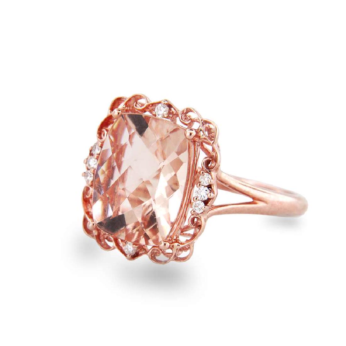 4.12cttw Morganite and Diamond Ring in 14k Rose Gold: 4.12cttw Morganite and Diamond Ring in 14k Rose Gold **|**|** 4.12cttw Morganite and Diamond Ring in 14k Rose Gold #1AC26903