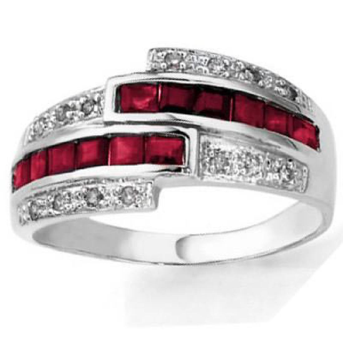 0.88 CT GENUINE RUBY 2 PCS WHITE DIAMOND 0.925 STERLIN: 0.88 CT GENUINE RUBY 2 PCS WHITE DIAMOND 0.925 STERLING SILVER W/ PLATINUM RING **|**|** Total Weight by Gram: 3.21-stone 1 carat: 0.88-stone 2 carat: 0.01 #1AC36217
