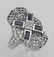 Art Deco Style Filigree Ring w/ Sapphire and 3 Diamonds