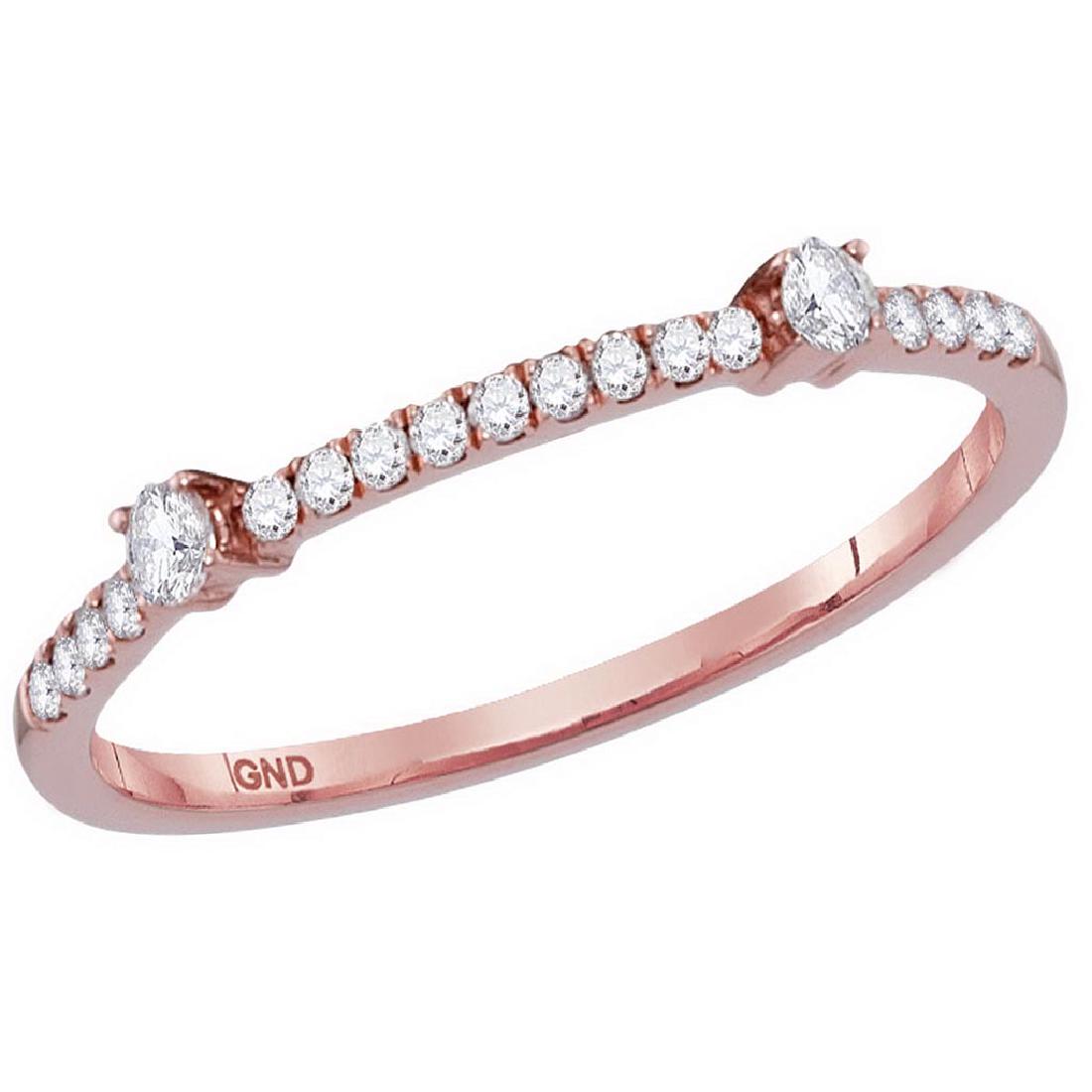 10kt Rose Gold Womens Round Diamond Single Row Stackabl: 10kt Rose Gold Womens Round Diamond Single Row Stackable Band Ring 1/6 Cttw **|**|** 10kt Rose Gold Womens Round Diamond Single Row Stackable Band Ring 1/6 Cttw #1AC45547