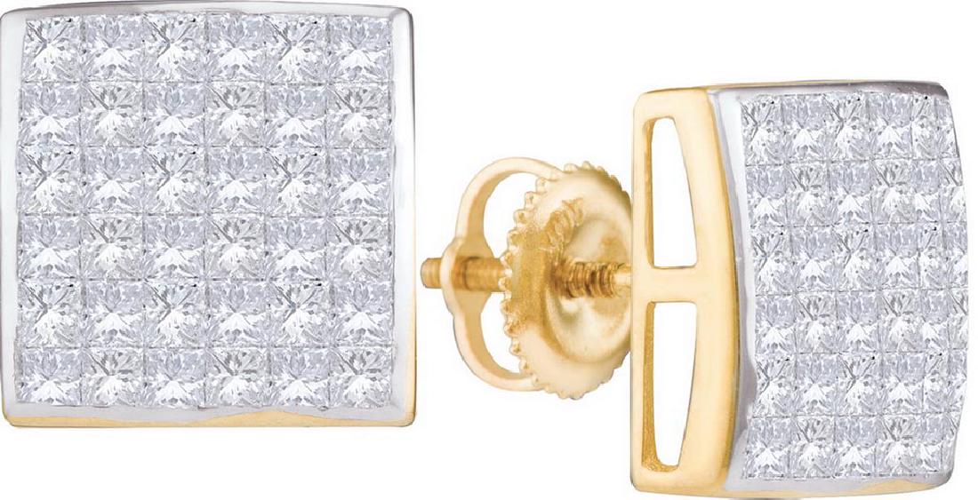 14kt Yellow Gold Womens Princess Diamond Square Cluster: 14kt Yellow Gold Womens Princess Diamond Square Cluster Stud Earrings 1/4 Cttw **|**|** 14kt Yellow Gold Womens Princess Diamond Square Cluster Stud Earrings 1/4 Cttw #1AC45006
