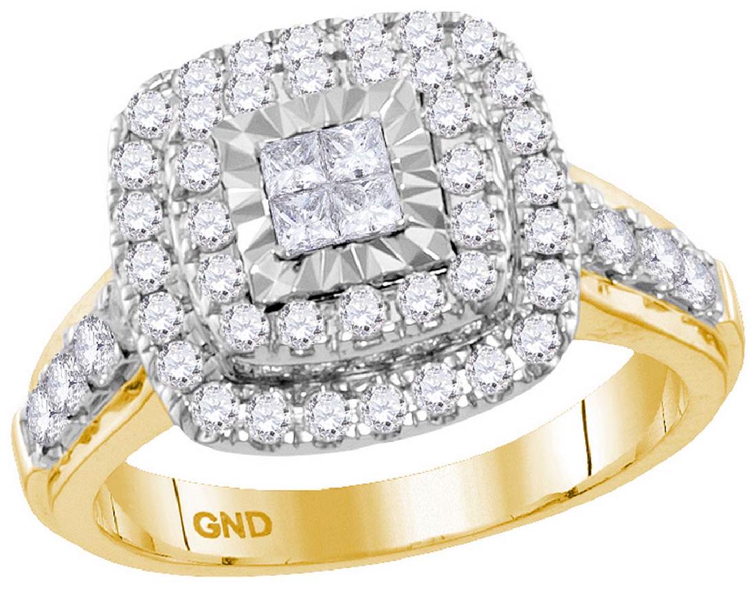 Bridal 14K Yellow Gold Halo Cluster Diamond Wedding Eng: Bridal 14K Yellow Gold Halo Cluster Diamond Wedding Engagement Wedding Ring 1 CT **|**|** Bridal 14K Yellow Gold Halo Cluster Diamond Wedding Engagement Wedding Ring 1 CT #1AC45174