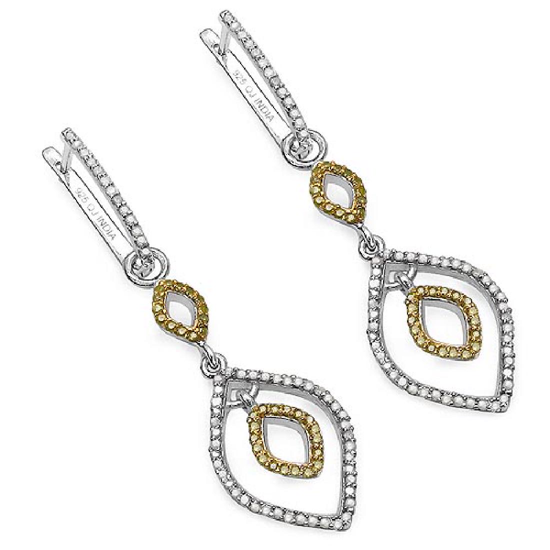 1.00 CTW Genuine White Diamond & Yellow Diamond .925 St: 1.00 CTW Genuine White Diamond & Yellow Diamond .925 Sterling Silver Earrings **|**|** 1.00 CTW Genuine White Diamond & Yellow Diamond .925 Sterling Silver Earrings #1AC51959