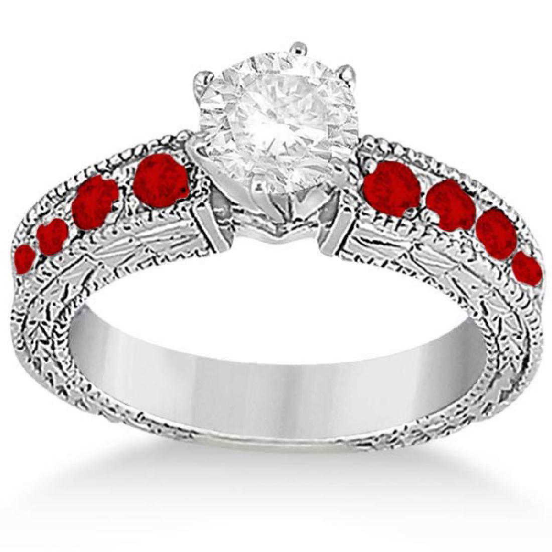 1.75ctw Antique Style Diamond & Ruby Engagement Ring 18