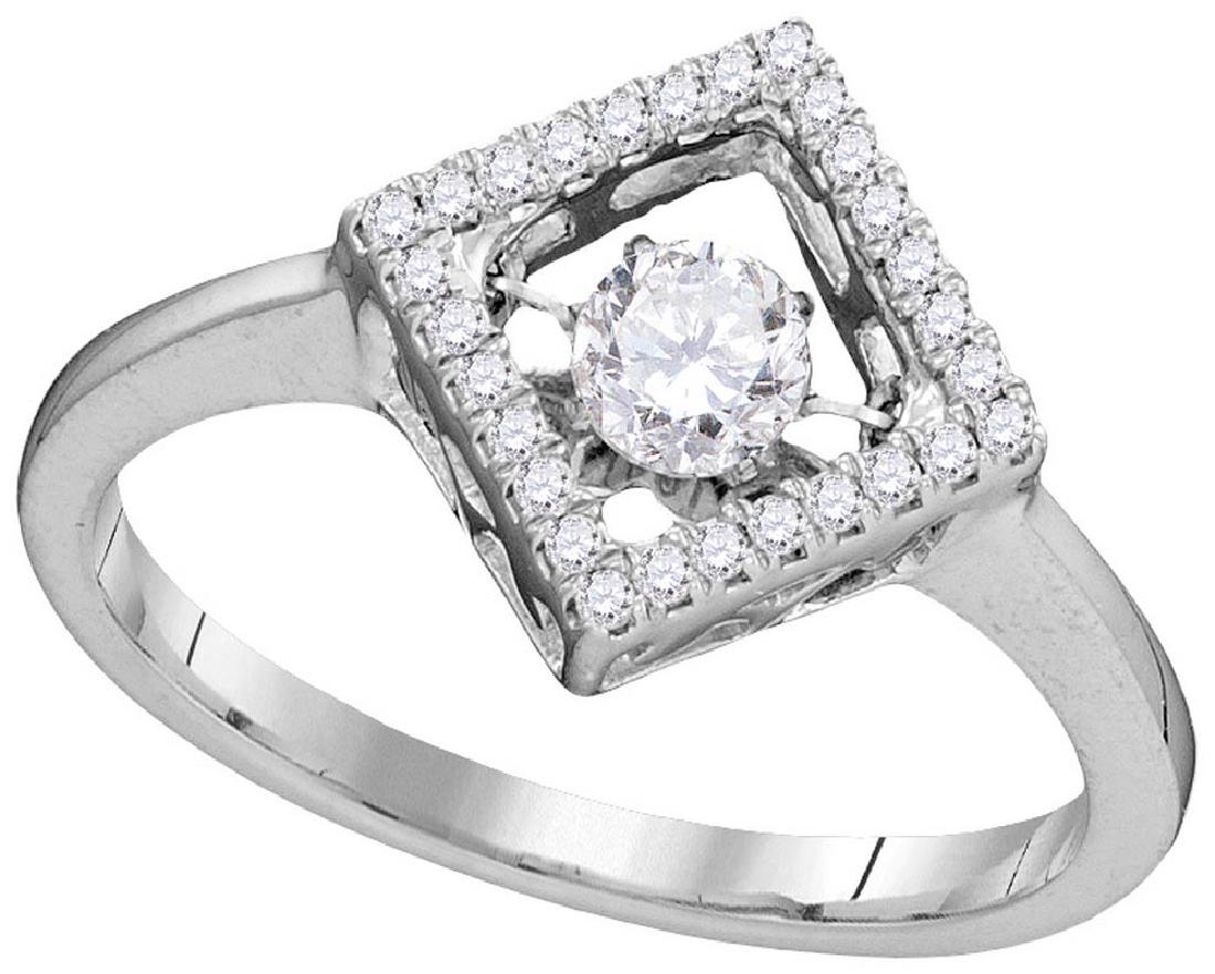 10kt White Gold Womens Round Diamond Moving Twinkle Sol: 10kt White Gold Womens Round Diamond Moving Twinkle Solitaire Diagonal Square Ring 1/5 Cttw **|**|** 10kt White Gold Womens Round Diamond Moving Twinkle Solitaire Diagonal Square Ring 1/5 Cttw #1AC449