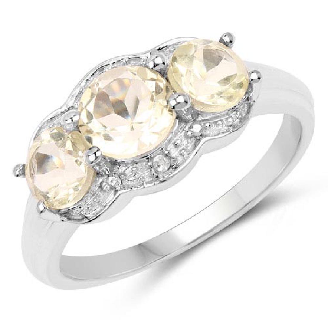 1.71 CTW Genuine Lemon Quartz and White Topaz .925 Ster: 1.71 CTW Genuine Lemon Quartz and White Topaz .925 Sterling Silver Ring **|**|** 1.71 CTW Genuine Lemon Quartz and White Topaz .925 Sterling Silver Ring #1AC51637