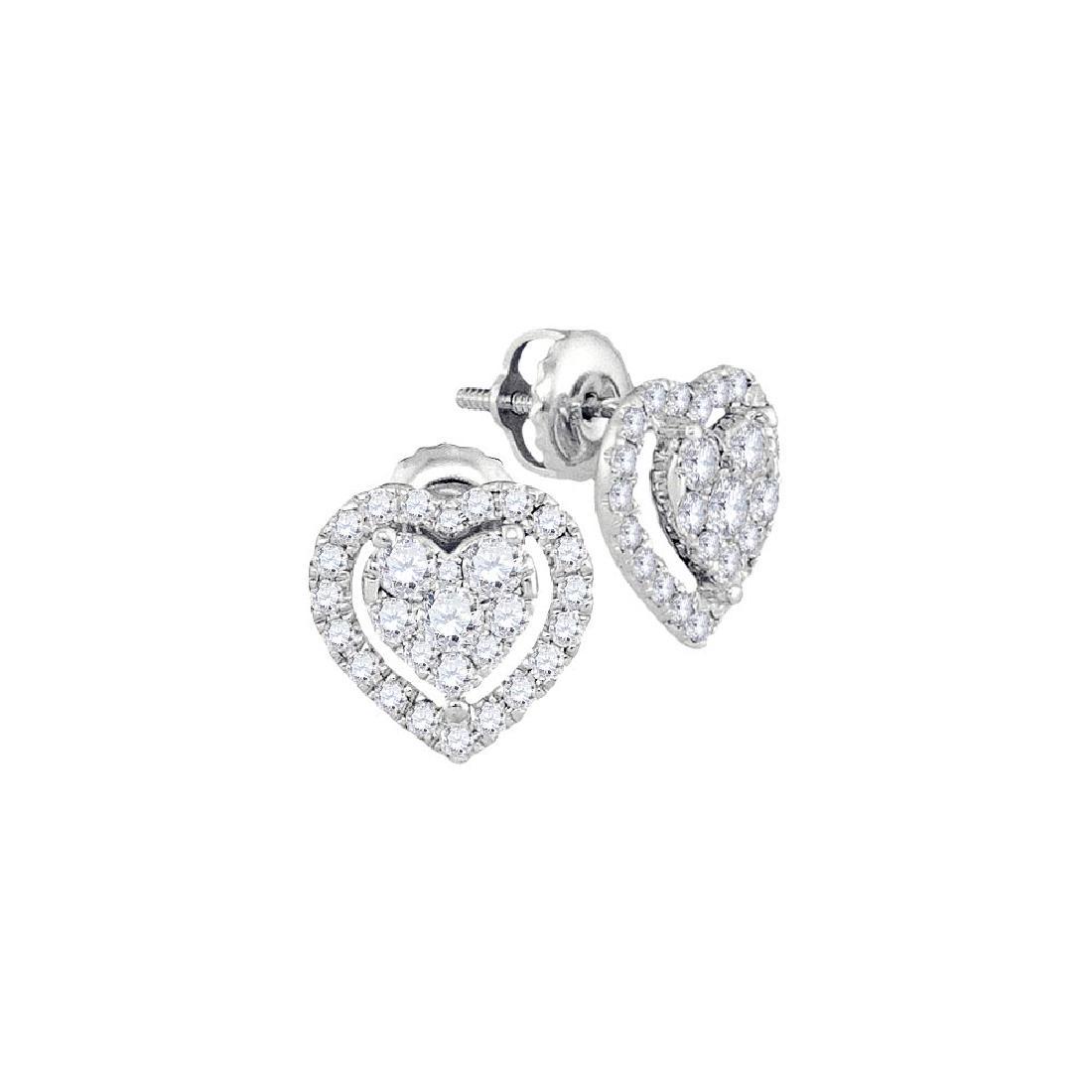 14kt White Gold Womens Round Diamond Heart Frame Cluste: 14kt White Gold Womens Round Diamond Heart Frame Cluster Stud Earrings 5/8 Cttw **|**|** 14kt White Gold Womens Round Diamond Heart Frame Cluster Stud Earrings 5/8 Cttw #1AC44567