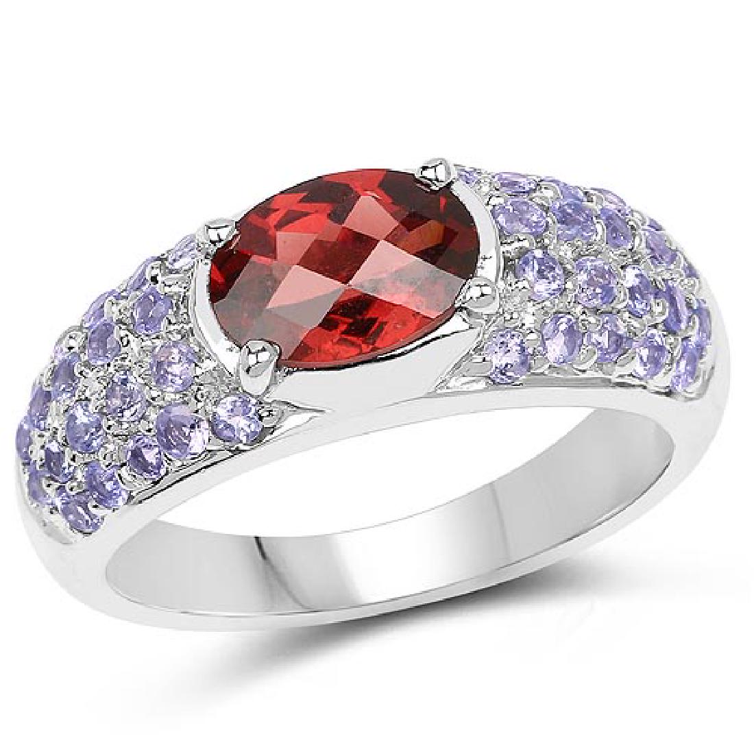 2.85 CTW Genuine Garnet and Tanzanite .925 Sterling Sil: 2.85 CTW Genuine Garnet and Tanzanite .925 Sterling Silver Ring **|**|** 2.85 CTW Genuine Garnet and Tanzanite .925 Sterling Silver Ring #1AC51668