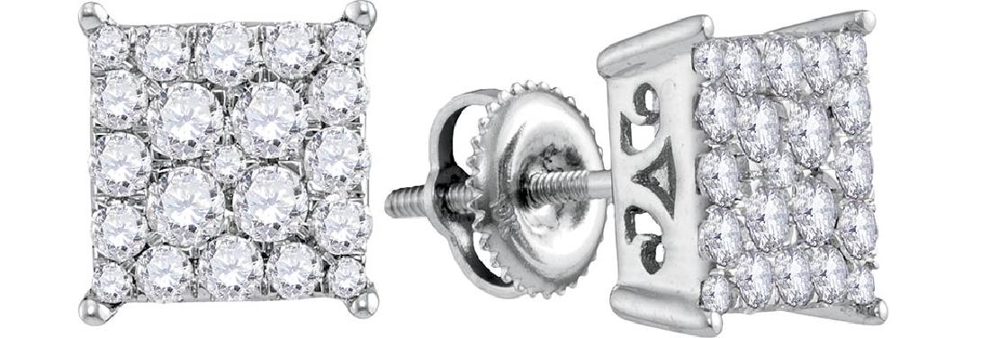 10kt White Gold Womens Round Diamond Square Cluster Stu: 10kt White Gold Womens Round Diamond Square Cluster Stud Earrings 1.00 Cttw **|**|** 10kt White Gold Womens Round Diamond Square Cluster Stud Earrings 1.00 Cttw #1AC44599