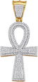 10kt Yellow Gold Mens Round Diamond Ankh Flared Cross C