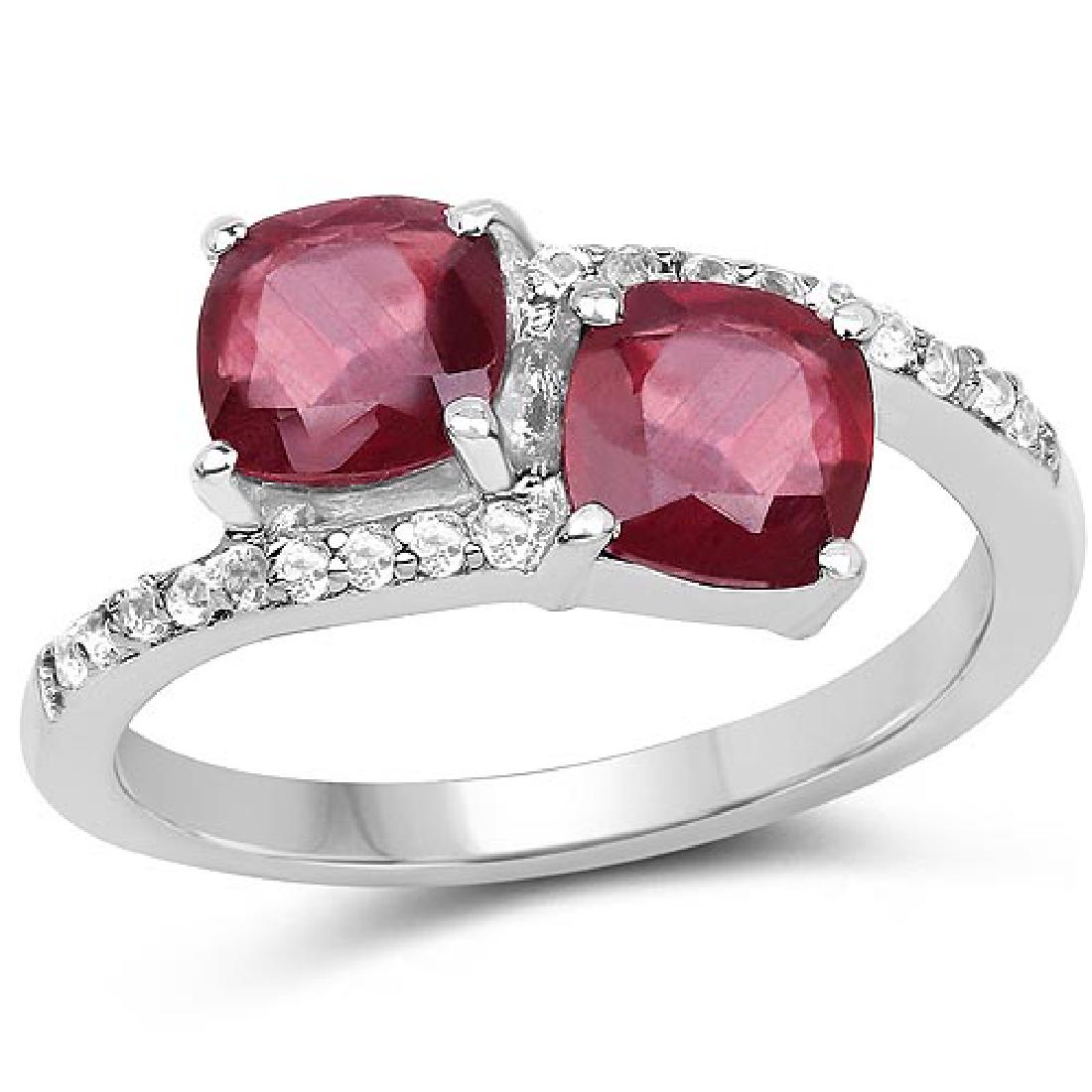 2.38 CTW Glass Filled Ruby and White Topaz .925 Sterlin: 2.38 CTW Glass Filled Ruby and White Topaz .925 Sterling Silver Ring **|**|** 2.38 CTW Glass Filled Ruby and White Topaz .925 Sterling Silver Ring #1AC51686