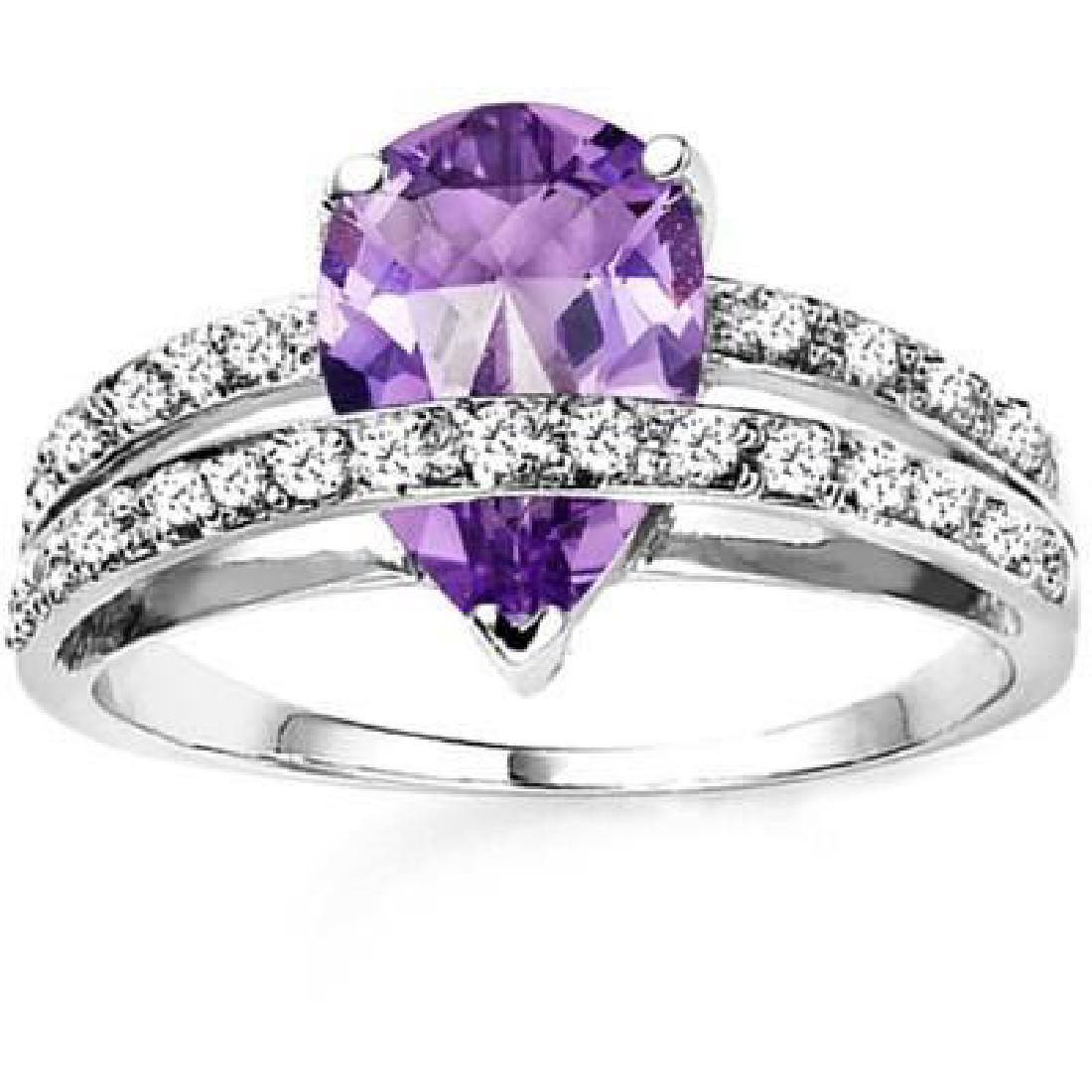 1.66 CT AMETHYST 2 PCS WHITE DIAMOND 0.925 STERLING SI: 1.66 CT AMETHYST 2 PCS WHITE DIAMOND 0.925 STERLING SILVER W/ PLATINUM RING **|**|** Total Weight by Gram: 2.93-stone 1 carat: 1.66-stone 2 carat: 0.01 #1AC36153